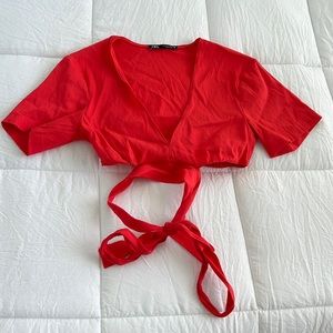 Zara red crop top
